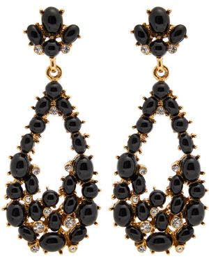 Kenneth Jay Lane Cabochon-Embellished 22Kt-Plated Drop Earrings - Black