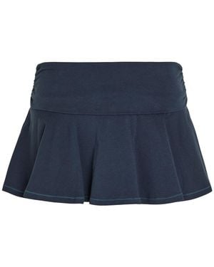 Skims Foldover Stretch-Cotton Mini Skort - Blue