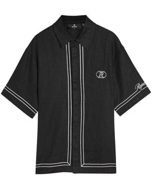 Represent Border Logo-Print Ramie Shirt - Black