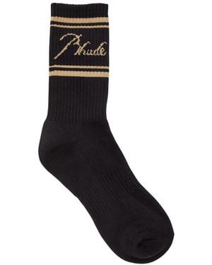 Rhude Script Logo Stretch-Cotton Socks - Black