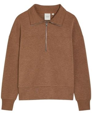 Varley Kayleigh Half-Zip Stretch-Jersey Sweatshirt - Brown