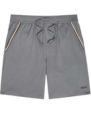 BOSS Unique Logo Stretch-Cotton Shorts - Gray