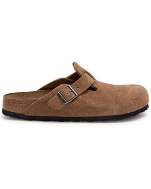 Birkenstock Boston Suede Sliders - Brown