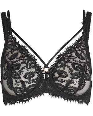 Simone Perele Précieuse Floral-Embroidered Tulle Underwired Bra - Black