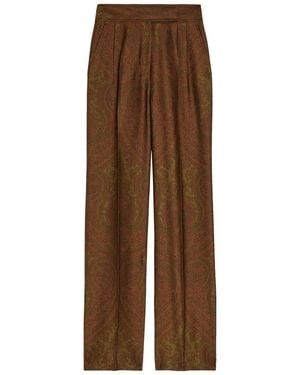 Etro Paisley-Jacquard Straight-Leg Trousers - Brown