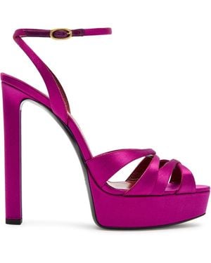 Saint Laurent Chandelle 110 Satin Sandals - Purple