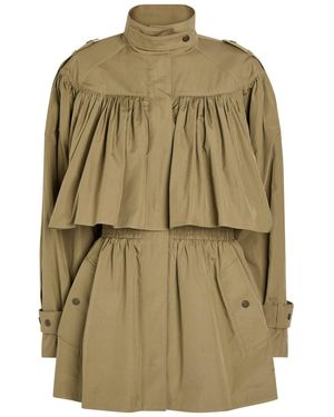Chloé Gathered Cotton-Poplin Coat - Green
