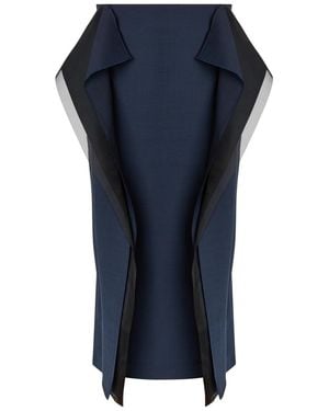 A.W.A.K.E. MODE Panelled Stretch-Wool Midi Skirt - Blue