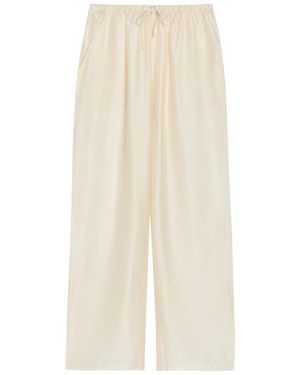 SOLAQUA Giulia Embroidered Wide-Leg Trousers - Natural