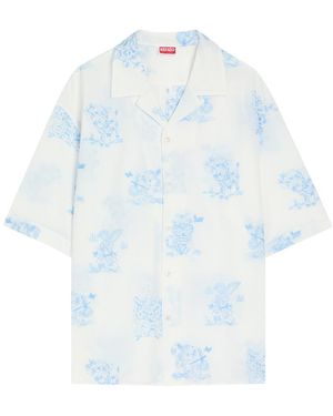 KENZO Cartoon Embroidered Cotton-Blend Shirt - White