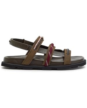 Moncler Vera Isla Grosgrain And Leather Sandals - Brown