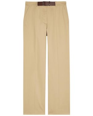 Tory Burch Belted Straight-Leg Cotton-Twill Pants - Natural