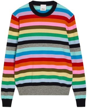 Allude Striped Cashmere Jumper - Red