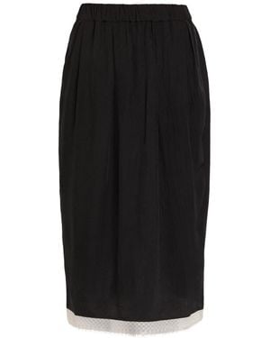 Maria McManus Lace-Trimmed Woven Midi Skirt - Black