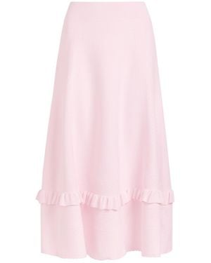 Needle & Thread Pointelle Stretch-Knit Midi Skirt - Pink