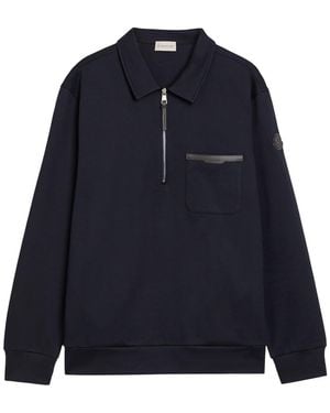 Moncler Patch Pocket Cotton-Blend Sweatshirt - Blue