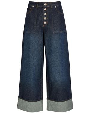 Damson Madder Gigi Turn-Up Wide-Leg Jeans - Blue