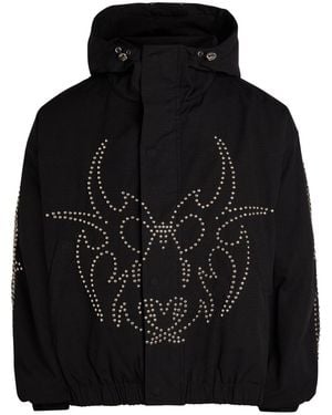 Chew Forever Roach Studded Hooded Parka Jacket - Black