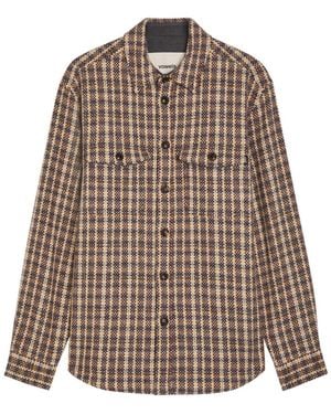 vowels Checked Wool And Mohair-Blend Overshirt - Brown