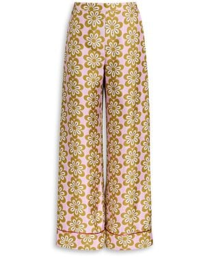La DoubleJ Printed Silk-Twill Pyjama Trousers - Natural