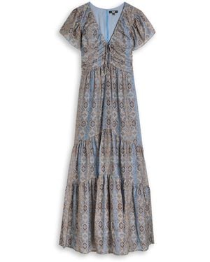 PAIGE Kinga Printed Cotton-Blend Maxi Dress - Grey
