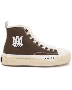 Amiri Ma Court Hi Logo-Embroidered Canvas Trainers - Brown