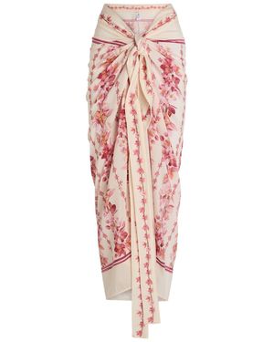 Agua Bendita Lavanda Floral-Print Cotton-Blend Sarong - Pink