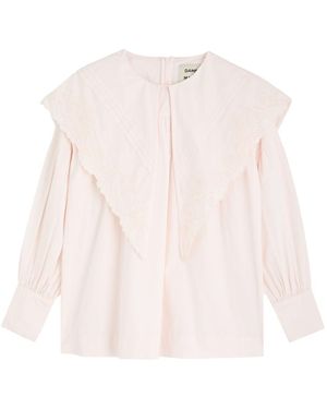 Damson Madder Candy Broderie Anglaise Cotton Blouse - Pink