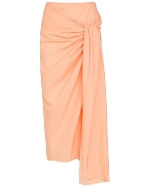 KHAITE Shay Asymmetric Cotton-Poplin Midi Wrap Skirt - Orange
