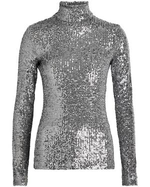 Rabanne Sequin-Embellished Mesh Top - Grey