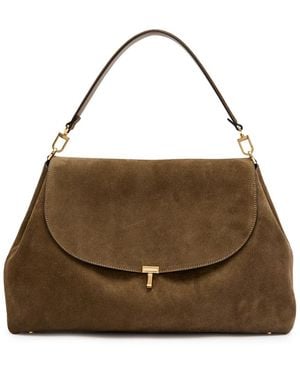 TOTEME T-Lock Suede Top Handle Bag - Brown