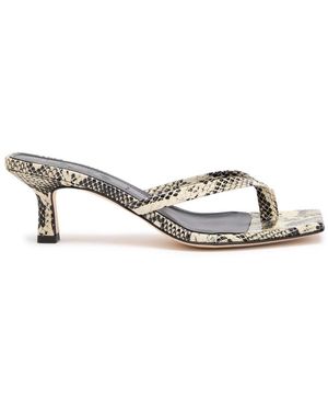 Aeyde Wilma Snake-Print Leather Sandals - Metallic