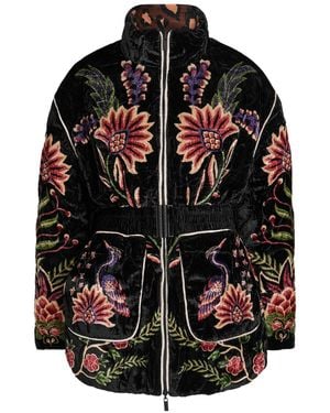 FARM Rio Marvelous Garden Floral-Print Velvet Jacket - Black