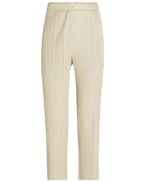 Pleats Please Issey Miyake Pleated Straight-Leg Woven Cropped Trousers - Natural