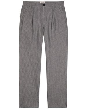 Oliver Spencer Wilkins Striped Straight-Leg Linen Trousers - Grey