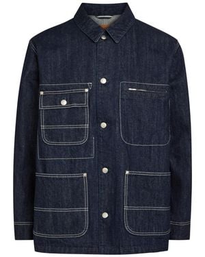 vowels Patch Pocket Denim Jacket - Blue