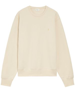 Saint Laurent Logo-Embroidered Cotton Sweatshirt - Natural