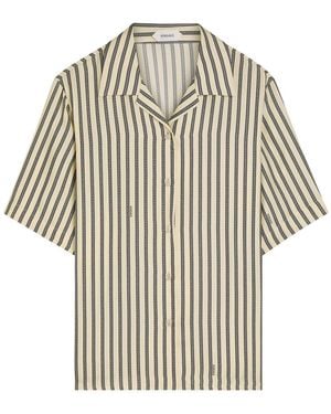 Versace Striped Silk-Twill Shirt - White