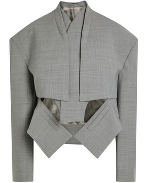 A.W.A.K.E. MODE Cut-Out Woven Jacket - Grey