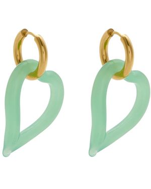 SANDRALEXANDRA Heart Of Glass 18Kt-Plated Hoop Earrings - Green