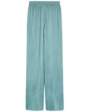 JOSEPH Amber Pleated Wide-Leg Satin Trousers - Blue