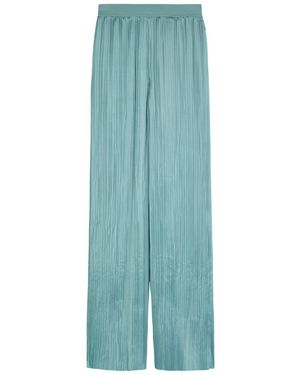JOSEPH Amber Pleated Wide-Leg Satin Pants - Blue