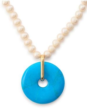 Timeless Pearly Pearl-Embellished 24Kt-Plated Necklace - Blue