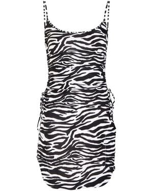 The Attico Zebra-Print Stretch-Jersey Mini Dress - White