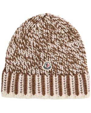 Moncler Mouliné Wool-Blend Beanie - Natural
