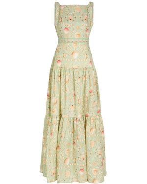 Agua Bendita Abeja Printed Linen Maxi Dress - Metallic