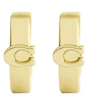 COACH Logo Hoop Earrings - White