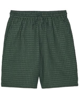 Les Deux Checked Seersucker Shorts - Green