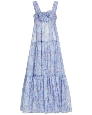Chloé Floral-Print Tiered Cotton Midi Dress - Blue