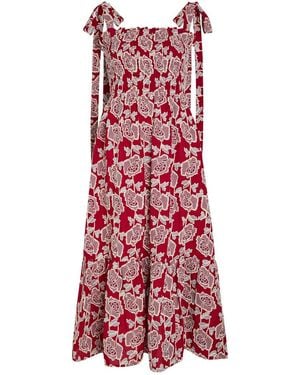 Erdem Floral-Embroidered Cotton-Blend Midi Dress